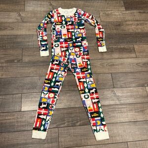 Hanna Andersson Christmas Holiday Gift Modern Merry Pajama Set Girls Size 8 EUC